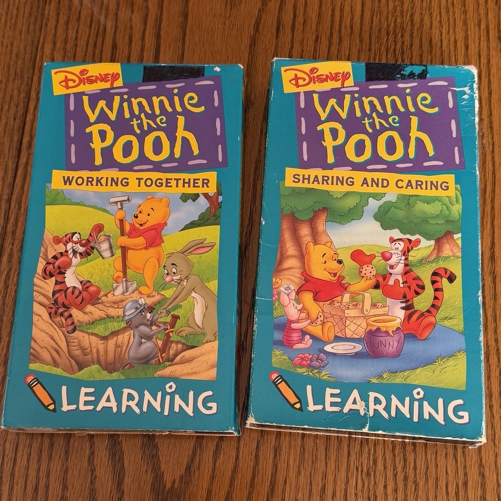 Disney Winnie the Pooh Two VHS 90s Sharing And Caring 1994 Working Together 1996